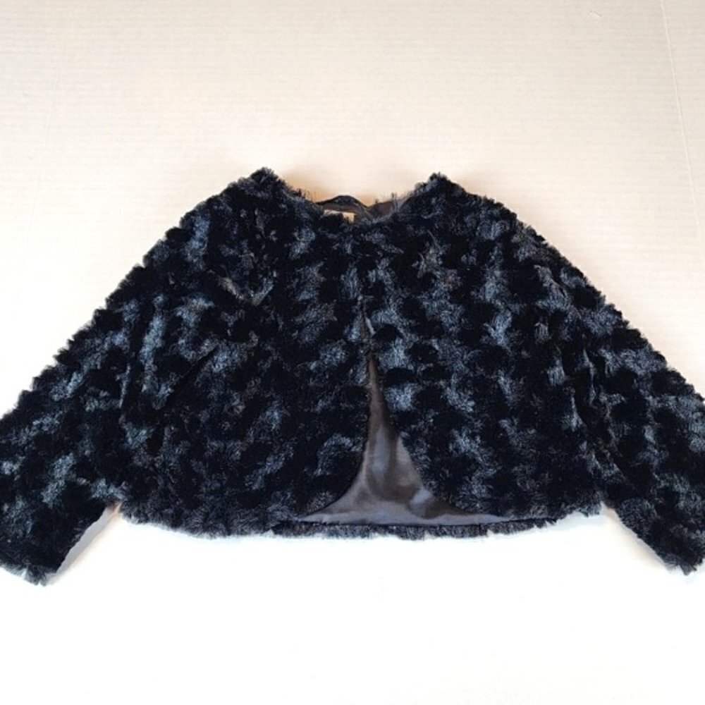 Gymboree outlet faux fur shrug Girl 12-24 months black